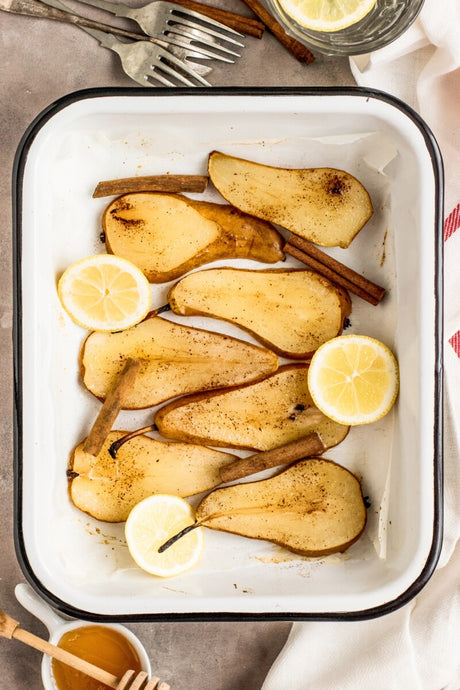 Wintery Miele Honey poached pears