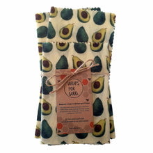 Load image into Gallery viewer, Beeswax Wraps 3 Pack- Designs available - Bees, Avo&#39;s, Dino&#39;s, Foliage, Tropical, Organic Honeycomb or Kids Fun 3 pack.
